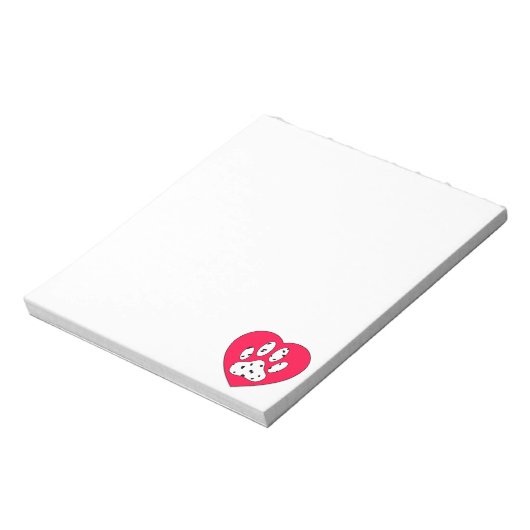 Dalmatische Paw-afdrukken in rood hart, op maat Notitieblok (Linkerzijde)