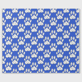 Dalmatische Paw Print Patroon Blauw Cadeaupapier (Vlak)