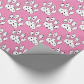 Dalmatische Paw Print Patroon Roze Cadeaupapier (Hoek)
