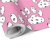 Dalmatische Paw Print Patroon Roze Cadeaupapier (Rol Hoek)