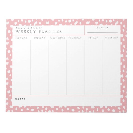 Dalmatische Persuasion Pink Weekly Planner Blocnot Notitieblok (Voorkant)
