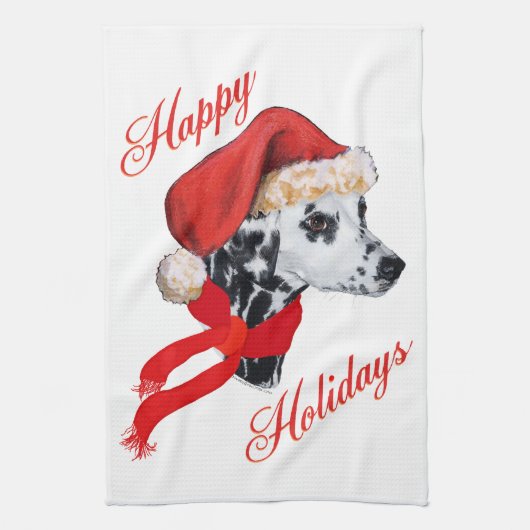 Dalmatische Prettige Feestdagen Theedoek (Verticaal)