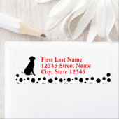 Dalmatische print hond verjaardag adres etiket (Insitu)