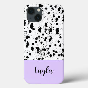 Dalmatische print met Paarse aangepaste naam Case-Mate iPhone Case