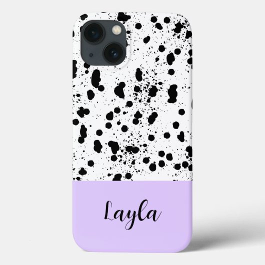 Dalmatische print met Paarse aangepaste naam Case-Mate iPhone Case (Achterkant)