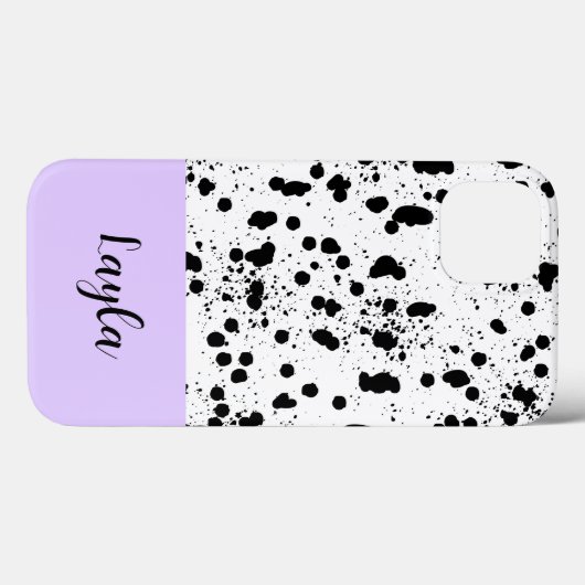Dalmatische print met Paarse aangepaste naam Case-Mate iPhone Case (Achterkant (horizontaal))