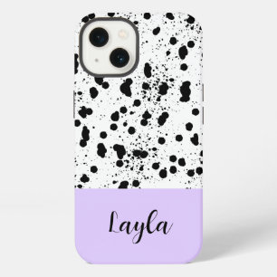 Dalmatische print met Paarse aangepaste naam iPhone 13 Hoesje