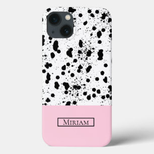Dalmatische Print met Roze Aangepaste Naam Case-Mate iPhone Case