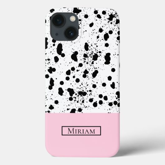 Dalmatische Print met Roze Aangepaste Naam Case-Mate iPhone Case (Achterkant)