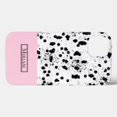 Dalmatische Print met Roze Aangepaste Naam Case-Mate iPhone Case (Achterkant (horizontaal))