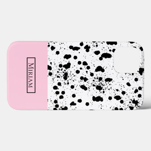 Dalmatische Print met Roze Aangepaste Naam Case-Mate iPhone Case (Achterkant (horizontaal))