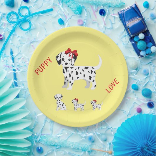 Dalmatische puppies borden op papier. papieren bordje (Feest)