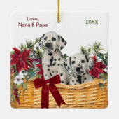 Dalmatische Puppies Poinsettia Kerstmand Keramisch Ornament (Achterkant)
