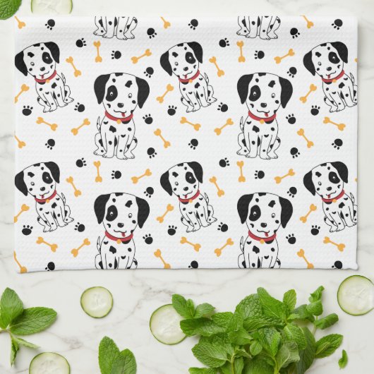 Dalmatische Puppies Theedoek (Gevouwen)