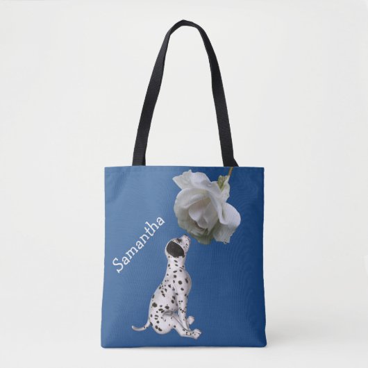 Dalmatische puppy en Roos op maat Tote Bag (Voorkant)