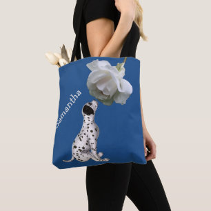 Dalmatische puppy en Roos op maat Tote Bag