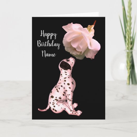 Dalmatische puppy en Roos personaliseren de Kaart  (Voorkant)