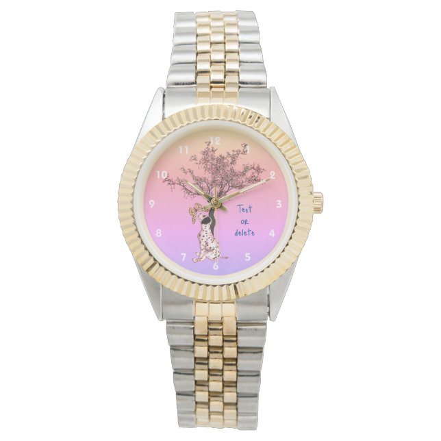 Dalmatische puppy en vlinder op maat horloge (Voorkant)