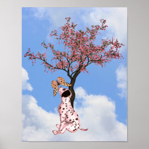 Dalmatische puppy en vlinder poster