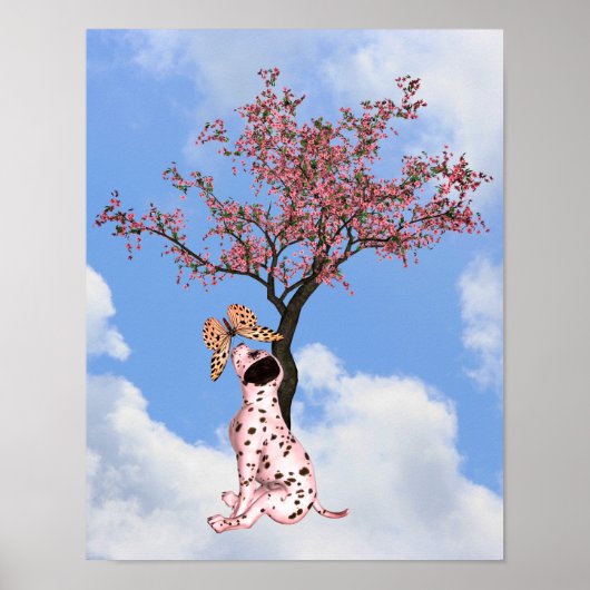 Dalmatische puppy en vlinder poster (Voorkant)