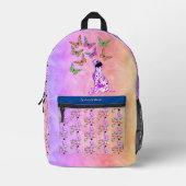 Dalmatische puppy en vlinders gepersonaliseerd bedrukte rugzak (Voorkant)