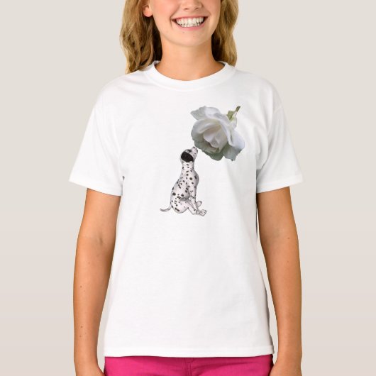 Dalmatische puppy en White Rose Animal T-shirt (Voorkant)