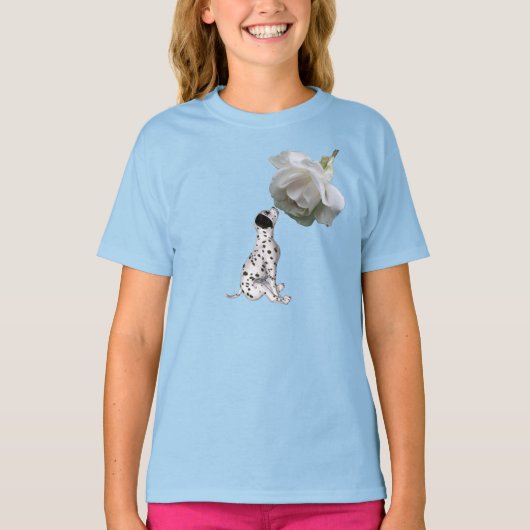 Dalmatische puppy en White Rose Animal T-shirt (Voorkant)