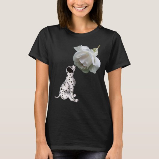 Dalmatische puppy en White Rose Animal T-shirt (Voorkant)