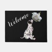Dalmatische puppy en White Rose Welkom Deurmat (Voorkant)