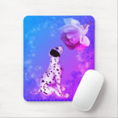 Dalmatische puppy en witte roze muismat (Met muis)