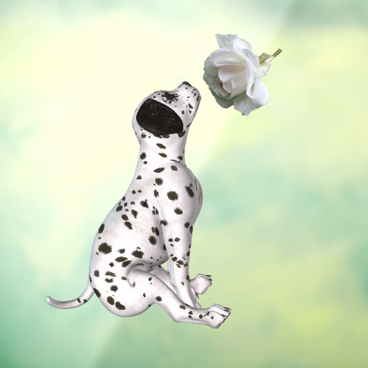 Dalmatische puppy en witte roze raamsticker (Vel 3)