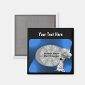 Dalmatische puppy en witte rozenfoto magneet (Voorkant / Achterkant)