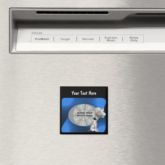 Dalmatische puppy en witte rozenfoto magneet (Insitu (Vaatwasser))