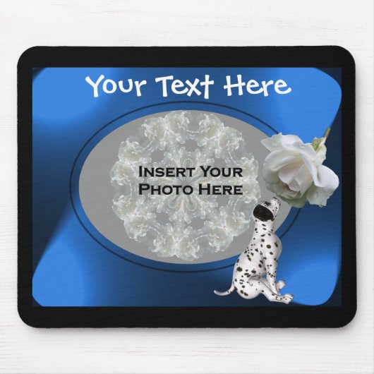 Dalmatische puppy en witte rozenfoto muismat (Voorkant)