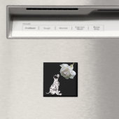 Dalmatische puppy en witte rozenmagneet magneet (Insitu (Vaatwasser))