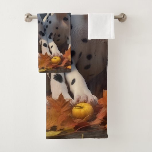 Dalmatische Puppy Herfst Delight Pompoen Bad Handdoek (Insitu)