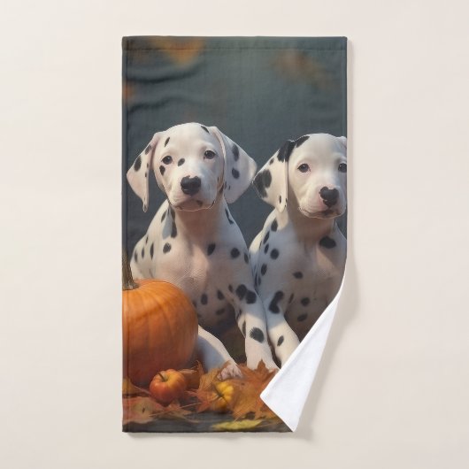 Dalmatische Puppy Herfst Delight Pompoen Bad Handdoek (Handdoek)