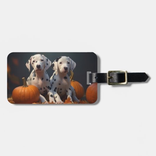 Dalmatische Puppy Herfst Delight Pompoen Bagagelabel (Voorkant horizontaal)