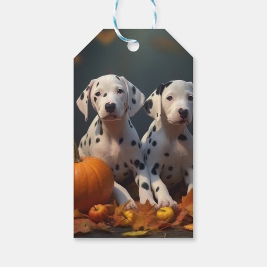 Dalmatische Puppy Herfst Delight Pompoen Cadeaulabel (Achterkant)