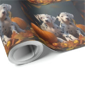 Dalmatische Puppy Herfst Delight Pompoen Cadeaupapier (Rol Hoek)