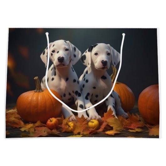 Dalmatische Puppy Herfst Delight Pompoen Groot Cadeauzakje (Voorkant)