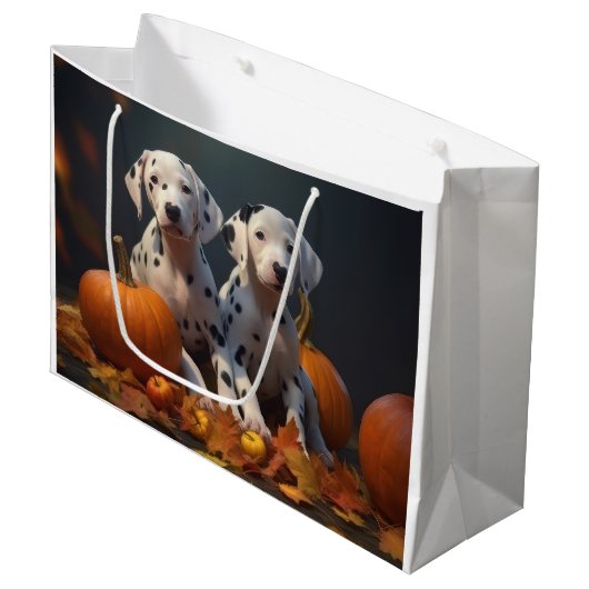 Dalmatische Puppy Herfst Delight Pompoen Groot Cadeauzakje (Voorkant Gekanteld)