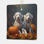 Dalmatische Puppy Herfst Delight Pompoen Keramisch Ornament (Links)