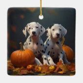 Dalmatische Puppy Herfst Delight Pompoen Keramisch Ornament (Achterkant)