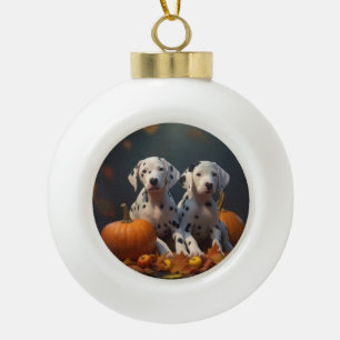 Dalmatische Puppy Herfst Delight Pompoen Keramische Bal Ornament