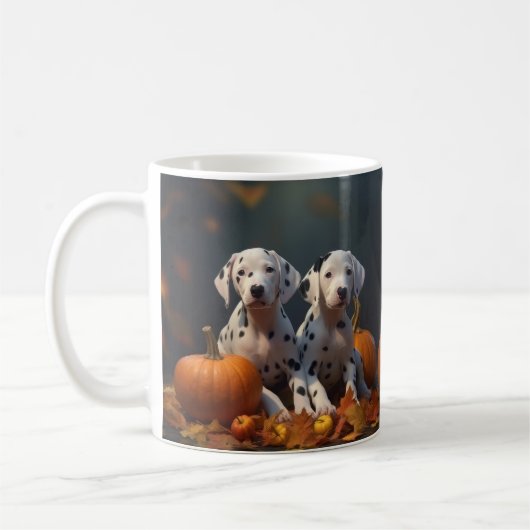 Dalmatische Puppy Herfst Delight Pompoen Koffiemok (Links)