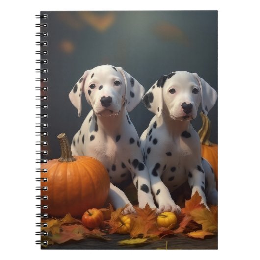Dalmatische Puppy Herfst Delight Pompoen Notitieboek (Voorkant)