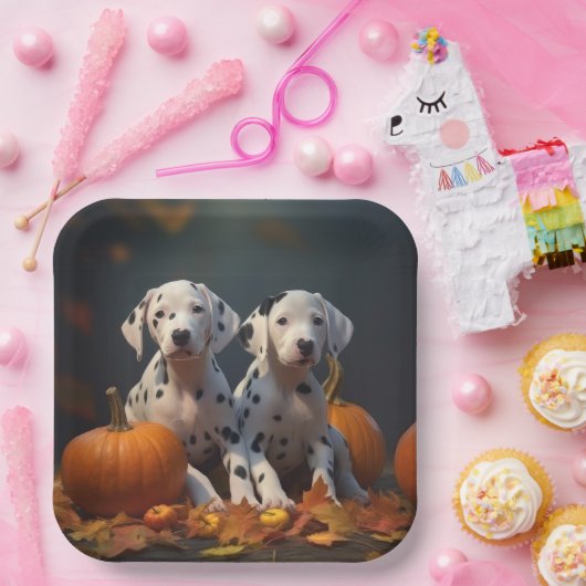 Dalmatische Puppy Herfst Delight Pompoen Papieren Bordje (Feest)