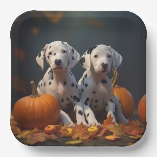 Dalmatische Puppy Herfst Delight Pompoen Papieren Bordje (Voorkant)