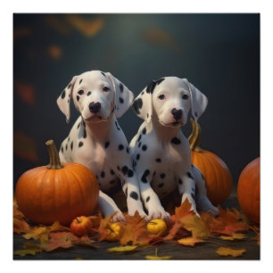 Dalmatische Puppy Herfst Delight Pompoen Perfect Poster